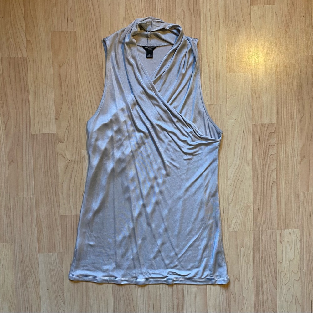 Ann Taylor Silver Wrap Tank Top
